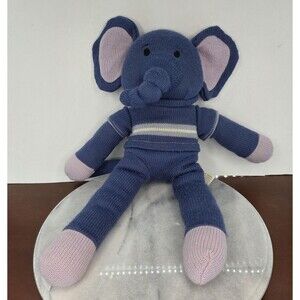 Dan Dee Collector's Choice Blue Knit Elephant Plush Stuffed Soft Toy Animal